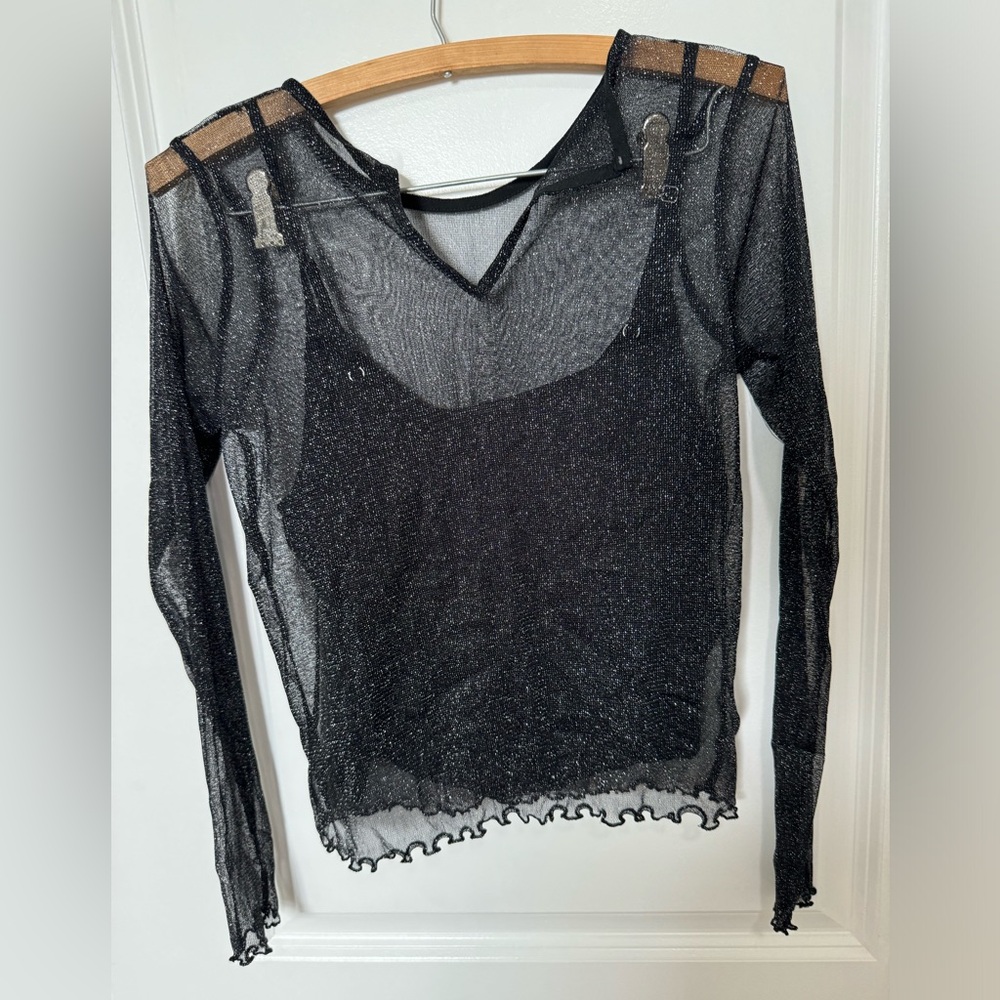 hollister sheer glitter blouse with tank